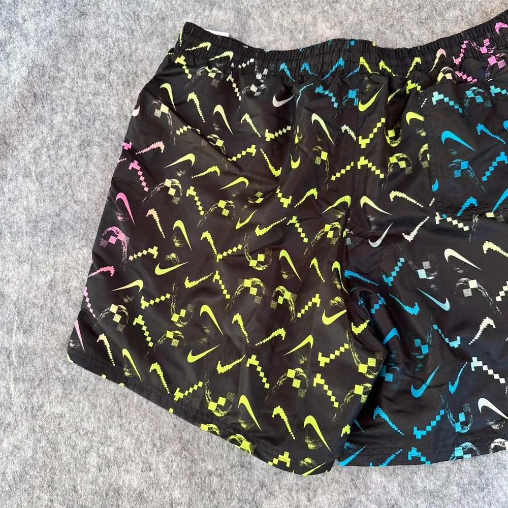 Nike Mens XXL Black Pixelated Swoosh Swim Volley Shorts NESSD516-001 NWT